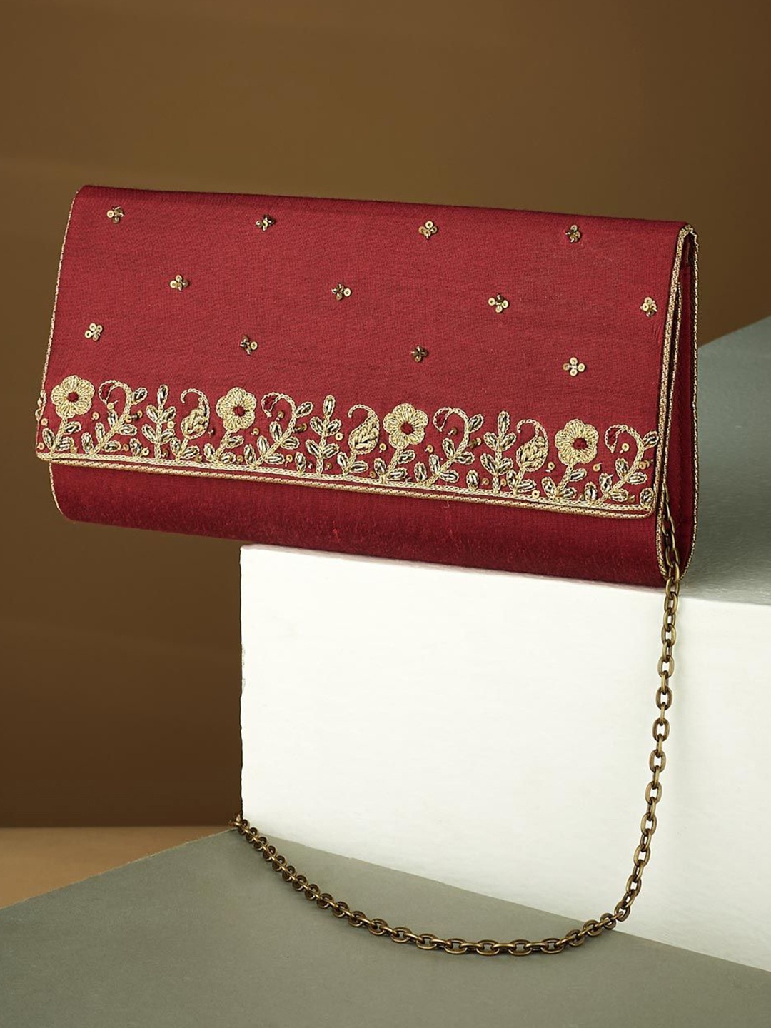 

Fabindia Embroidered Purse Clutch, Red