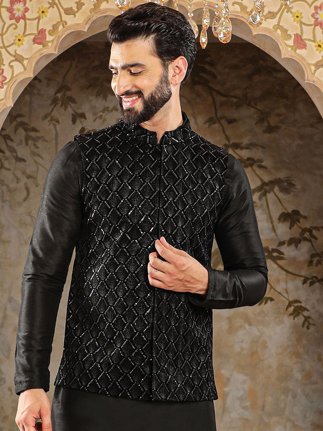 

HOUSE OF DEYANN Embroidered Nehru Jackets, Black