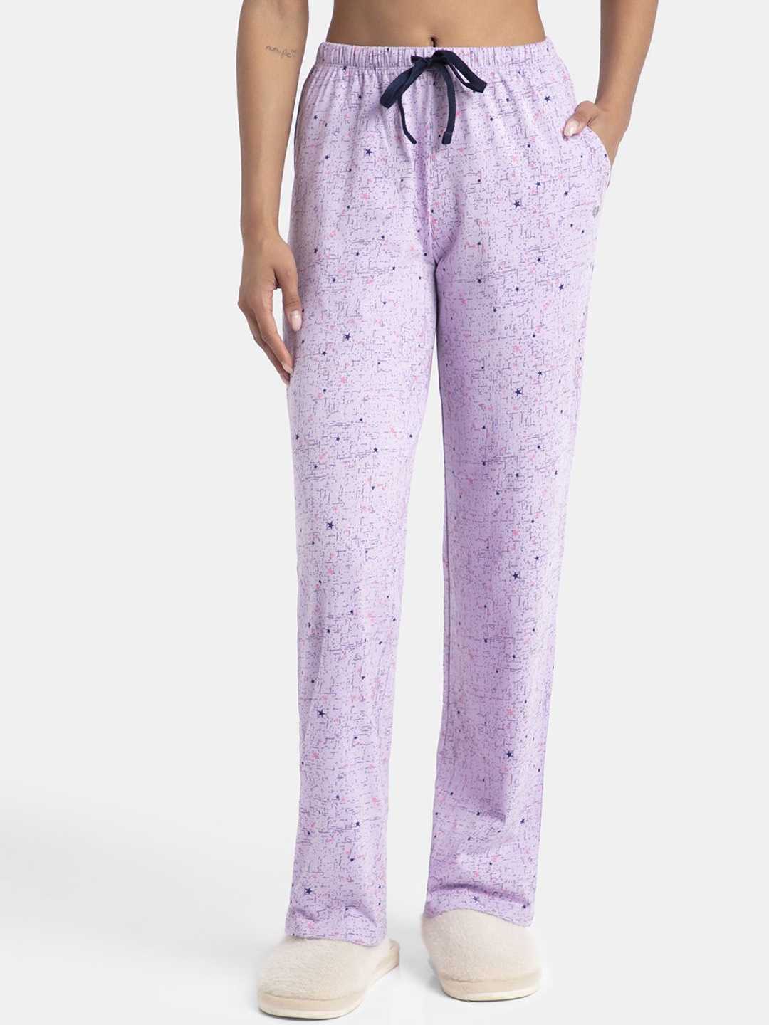 

Jockey Super Combed Cotton Printed Relaxed Fit Pyjama with Convenient Side Pockets - RX88, Purple