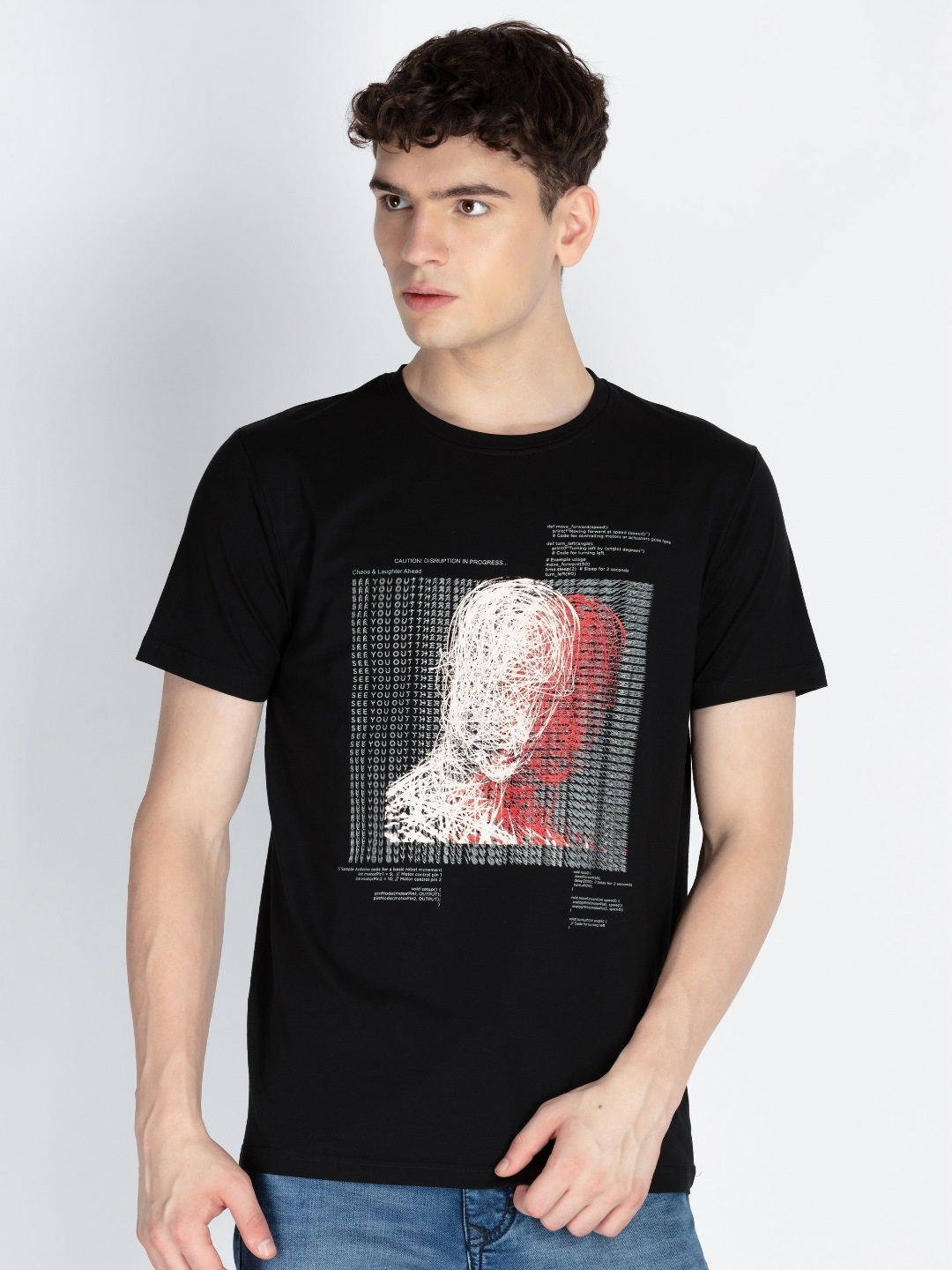 

Status Quo Men Printed Applique T-shirt, Black