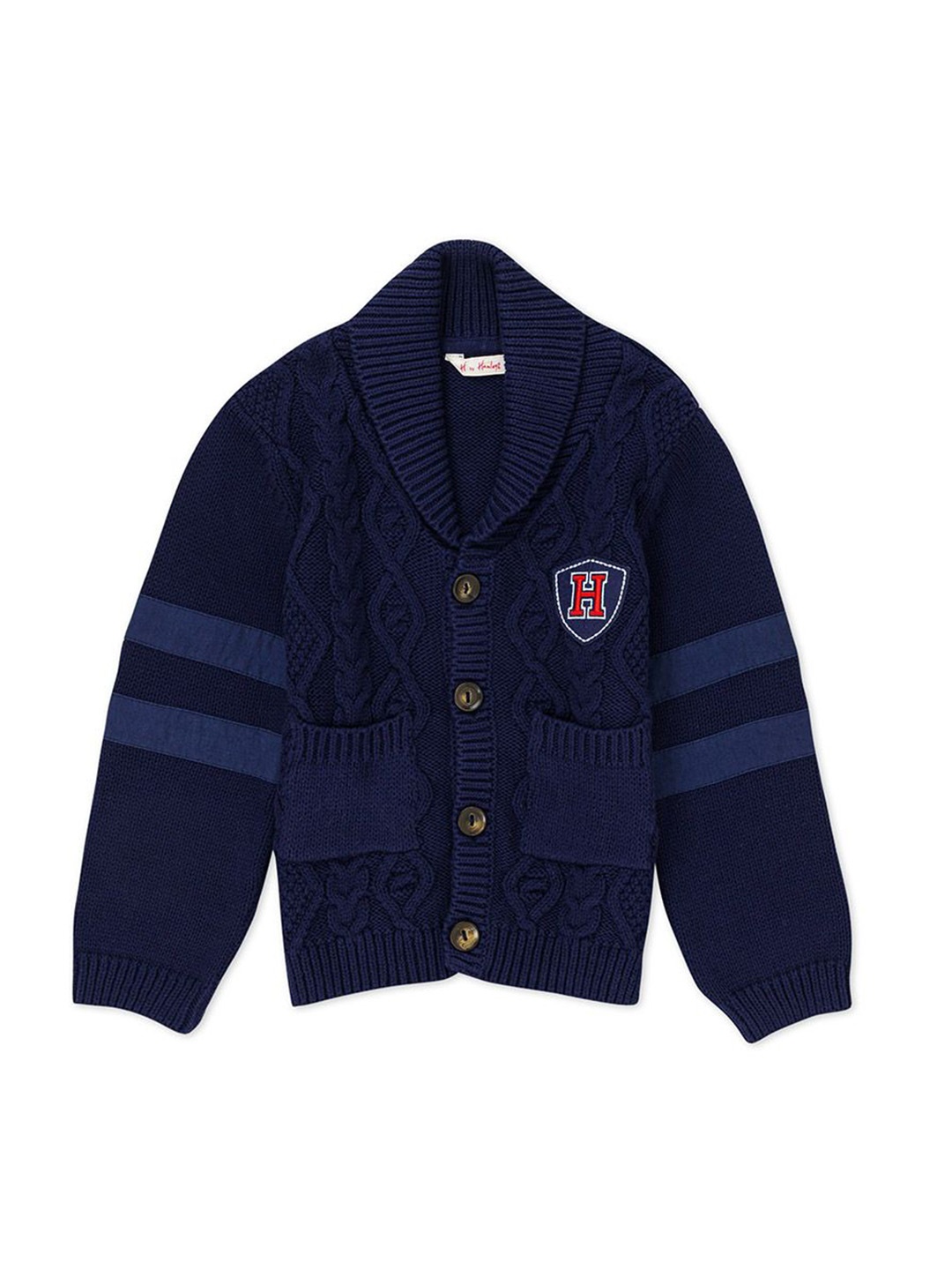 

H By Hamleys Boys Cable Knit Cotton Cardigan, Navy blue