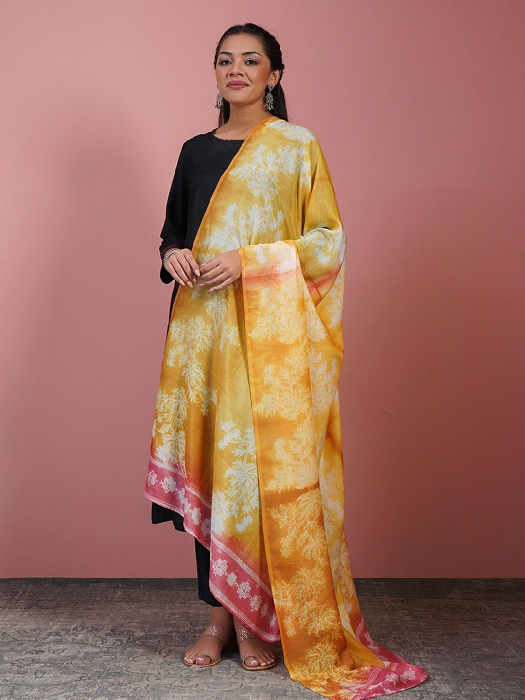 

JAYPORE Dyed Dupatta, Yellow