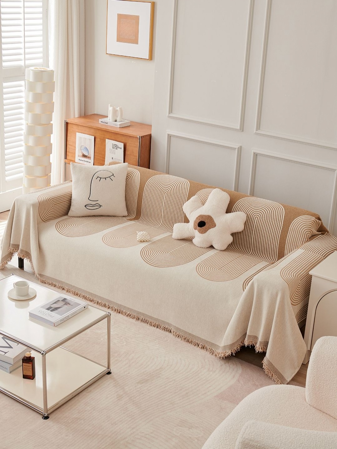 

HOKIPO Brown Other 1 Piece Sofa Cover With Arms