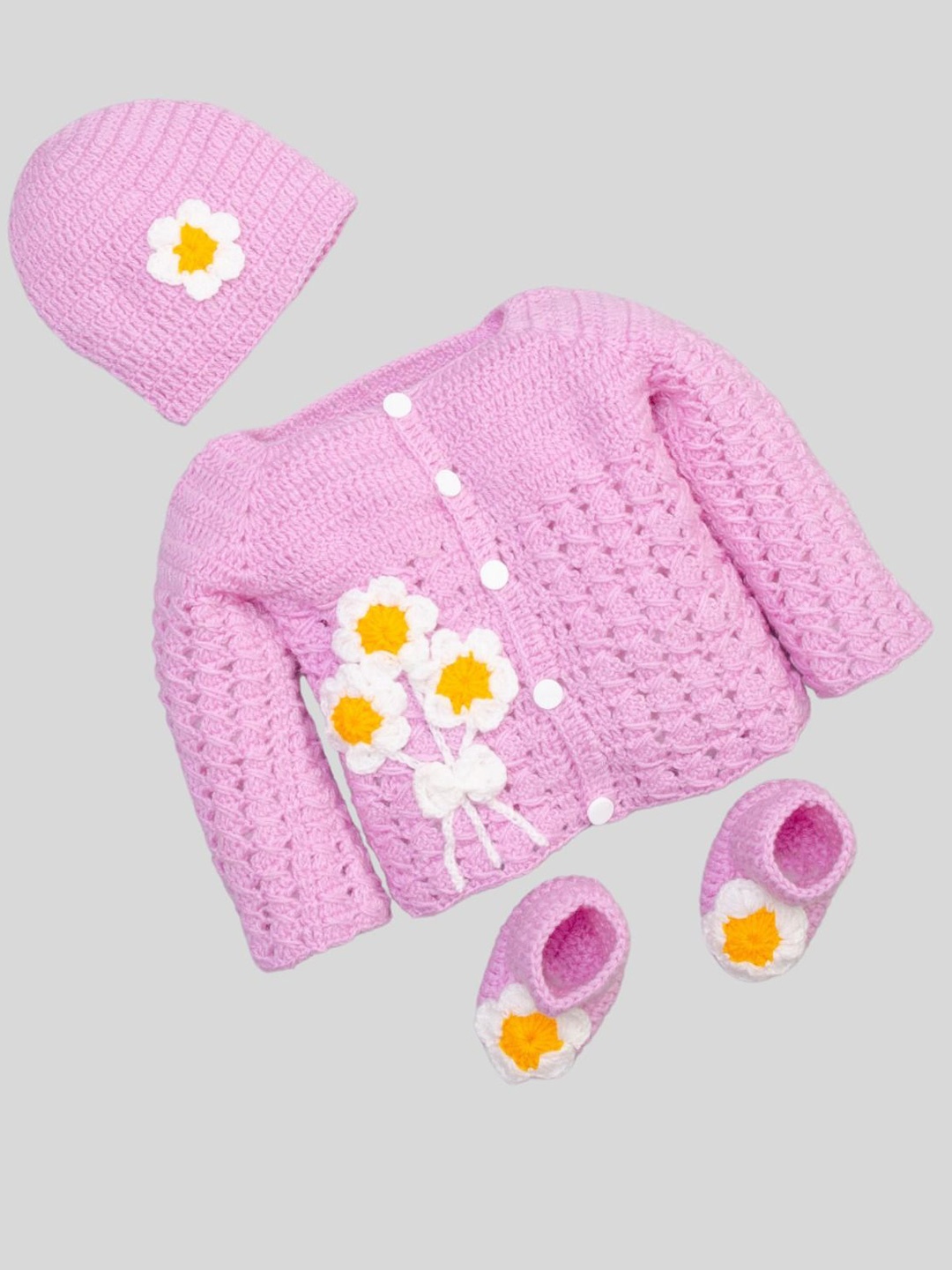 

The Original Knit Infants Floral Embroidered Knitted Baby Apparel Gift Set, Mauve