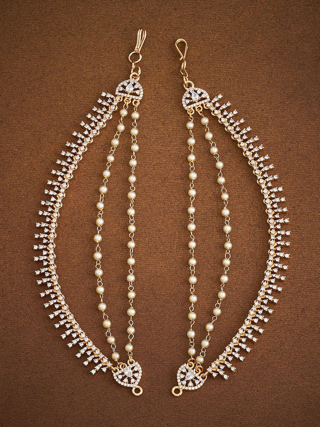 

Kushal's Fashion Jewellery CZ-Studded Zircon Matil, Gold