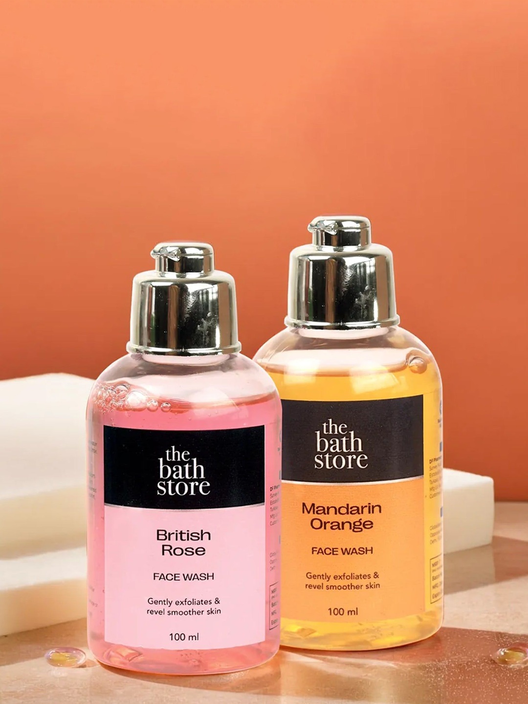 

The Bath Store Set Of 2 Mandarin Orange & British Rose Face Wash- 100ml Each, Pink