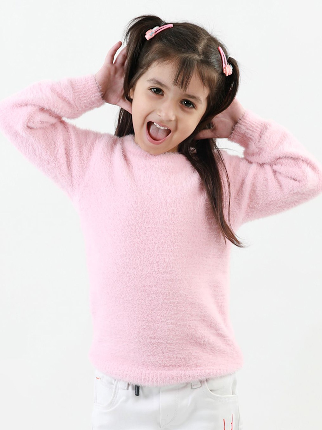 

KNITCO Girls Round Neck Pullover, Pink