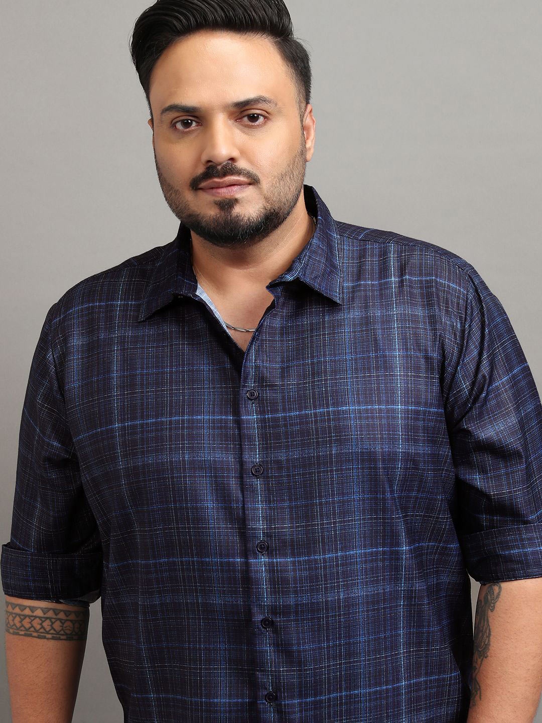 

HIGHLANDER Men Plus Size Regular Fit Shirt, Navy blue