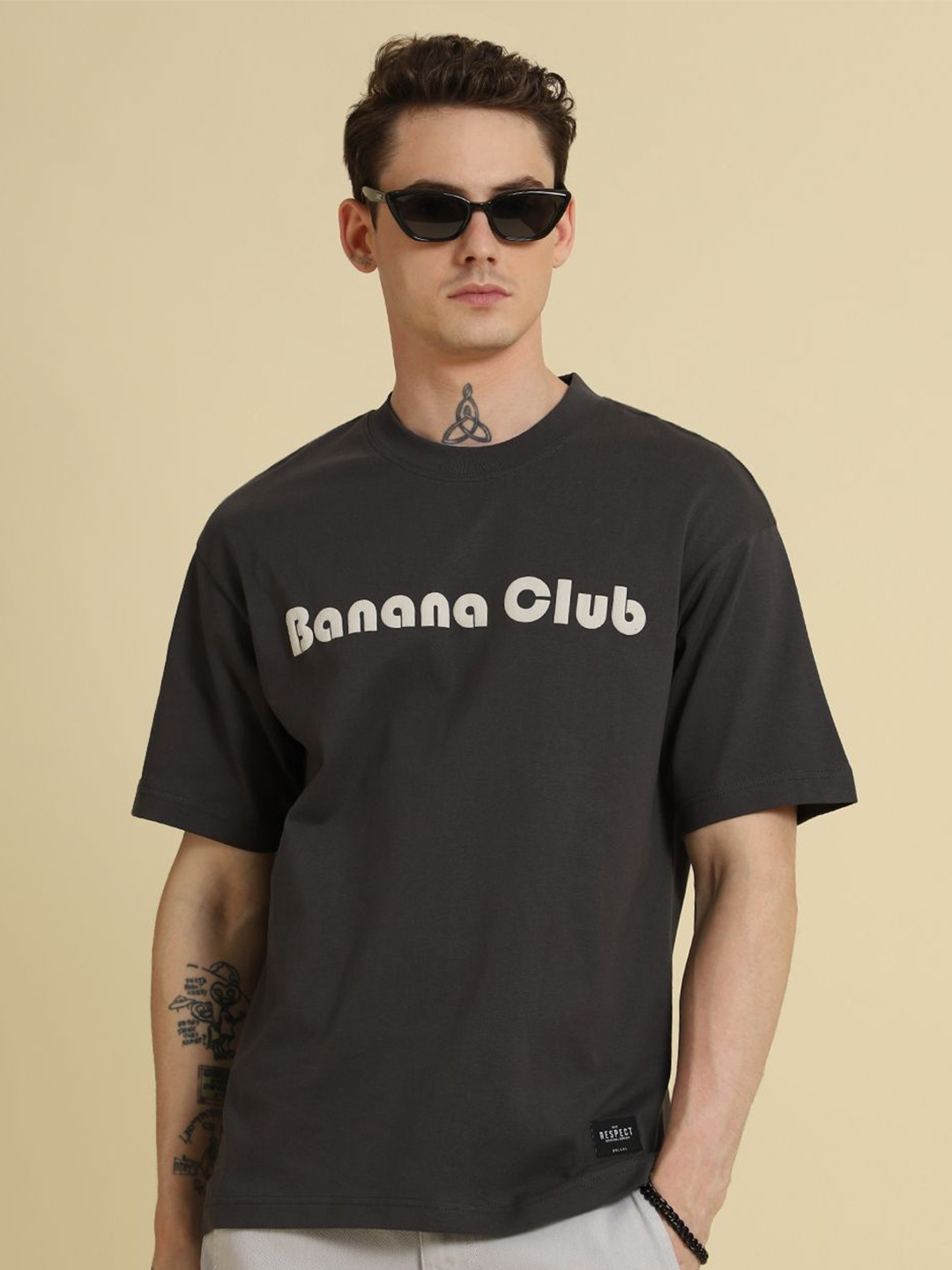 

Banana Club Men Brand Logo Printed T-shirt, Black