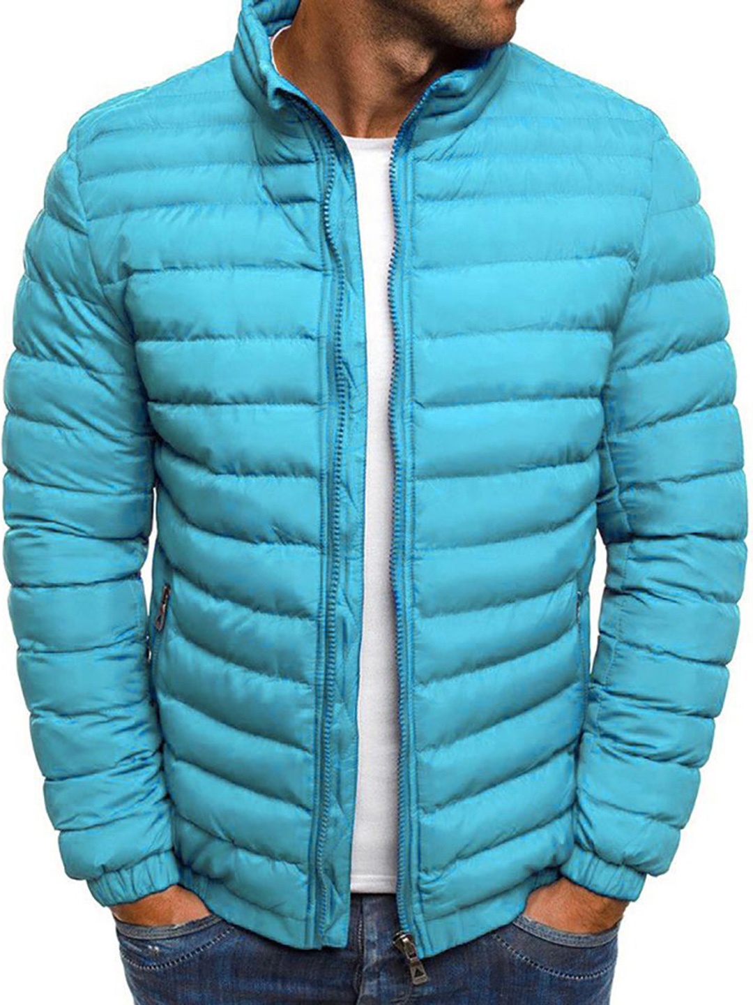 

StyleCast x Revolte Men Stand Collar Insulator Outdoor Puffer Jacket, Blue