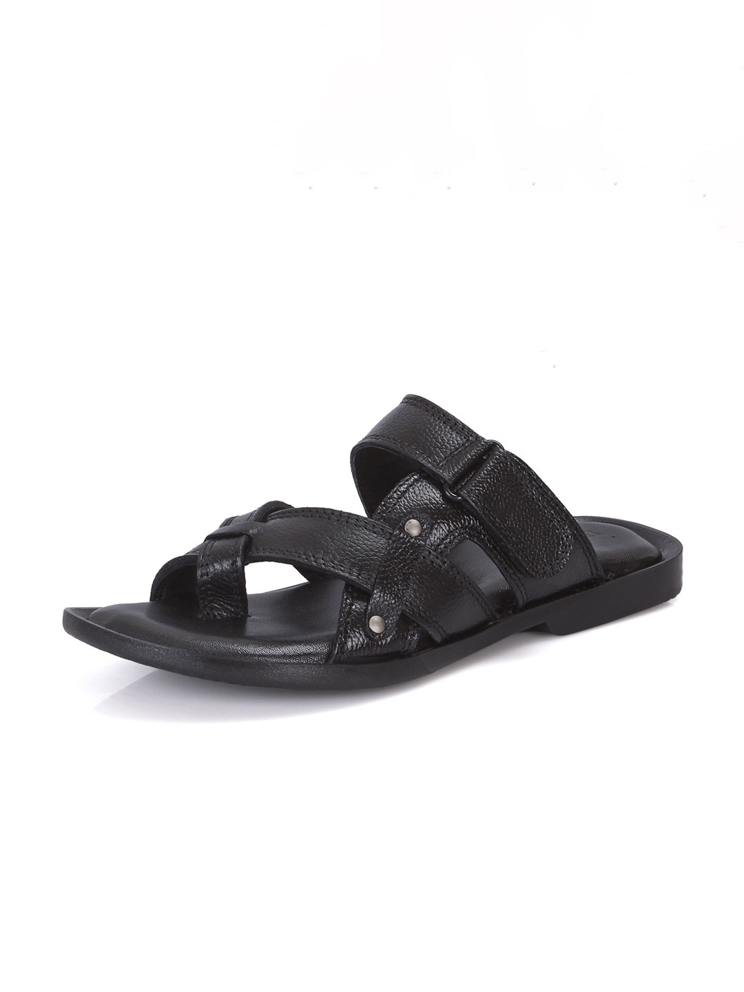 

Auserio Men Round Toe Textured Sandals, Black