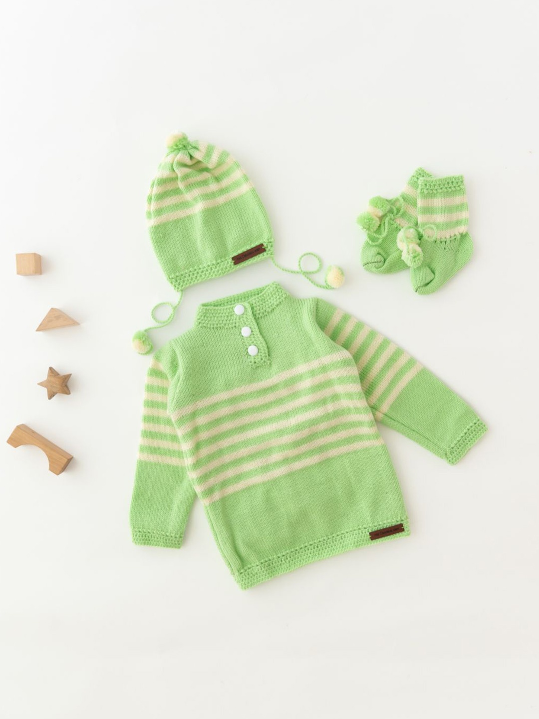 

The Original Knit Unisex Kids Striped Pullover, Green