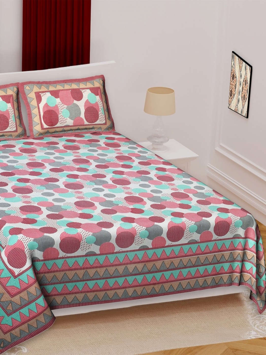 

Texstylers Multicoloured Floral 180 TC Queen Bedsheet with 2 Pillow Covers, Multi