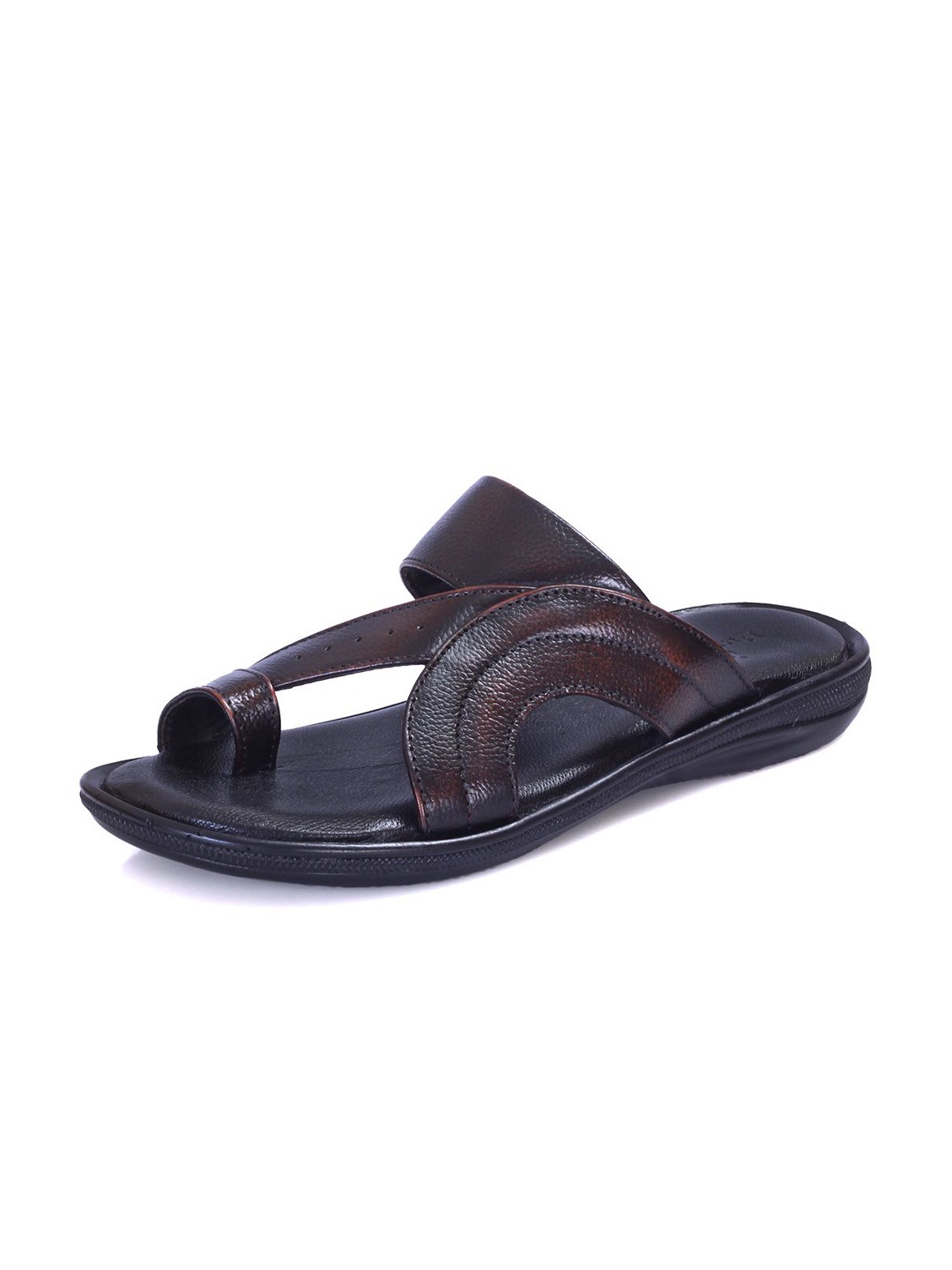 

Auserio Men Round Toe Textured Sandals, Brown