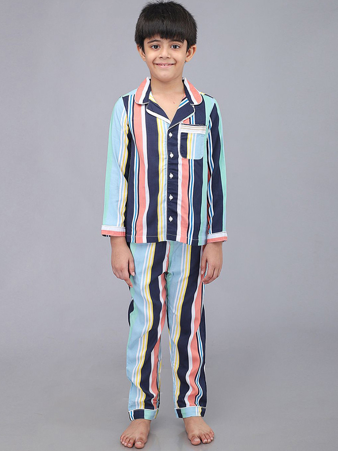 

Biglilpeople Boys Printed Long Sleeves Night suit, Blue