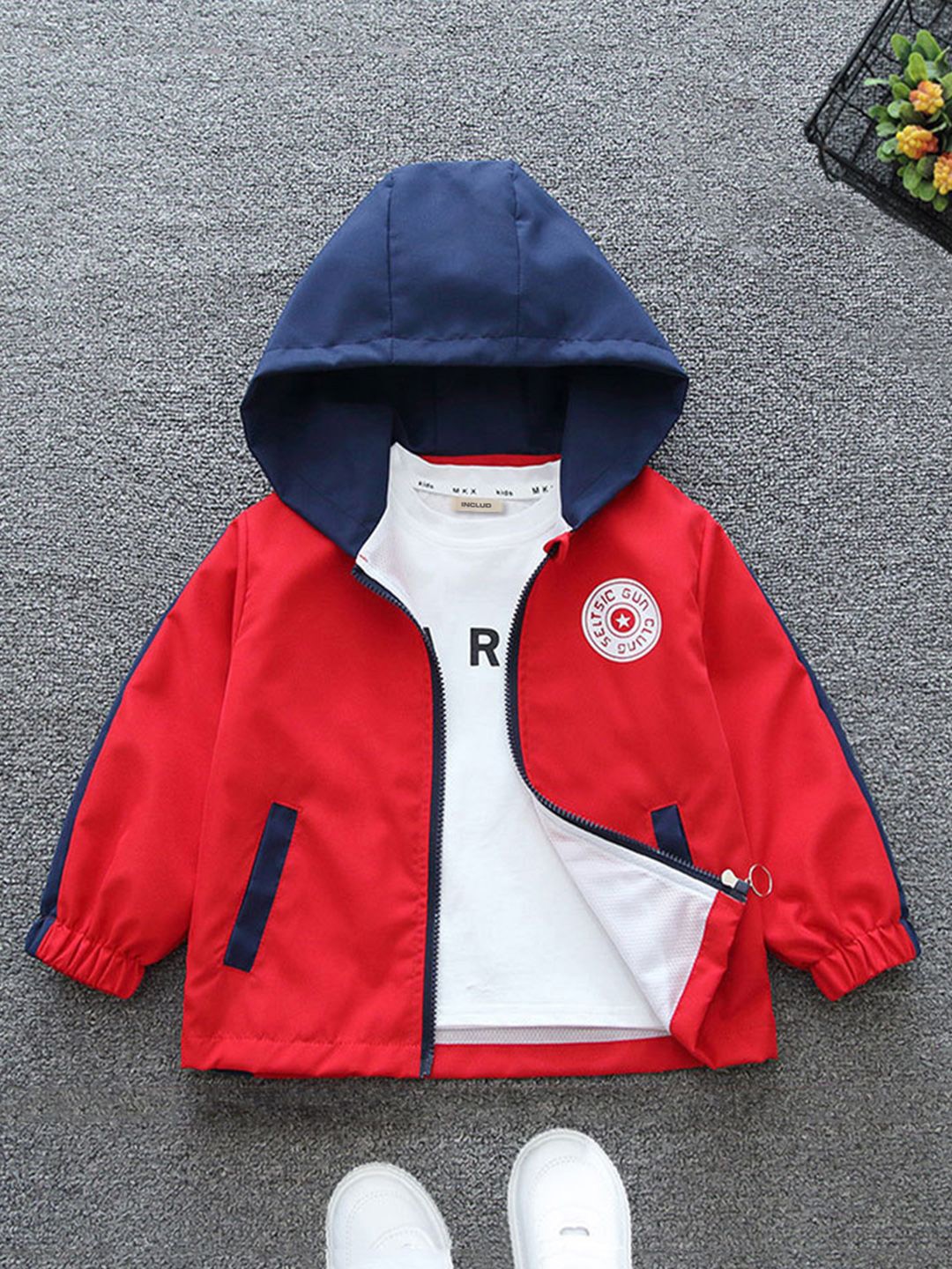 

INCLUD Boys Open Front Hooded Jacket, Red