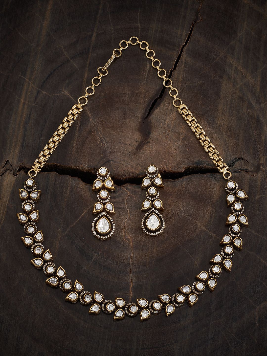 

Kushal's Fashion Jewellery Stones-Studded Jewellery Set, Gold