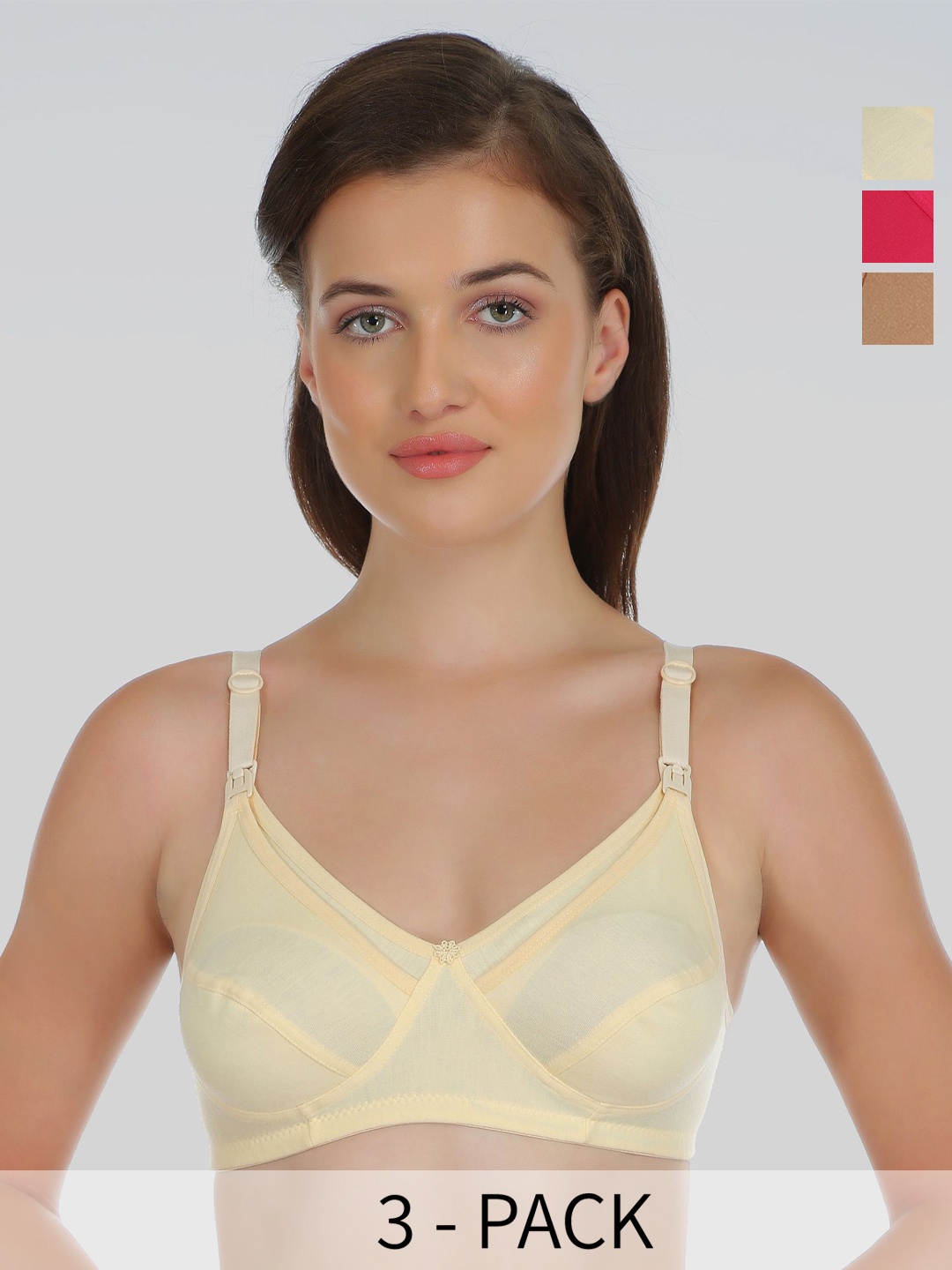 

DressBerry Women's Pack Of 3 Medium Coverage Bra, Fuchsia