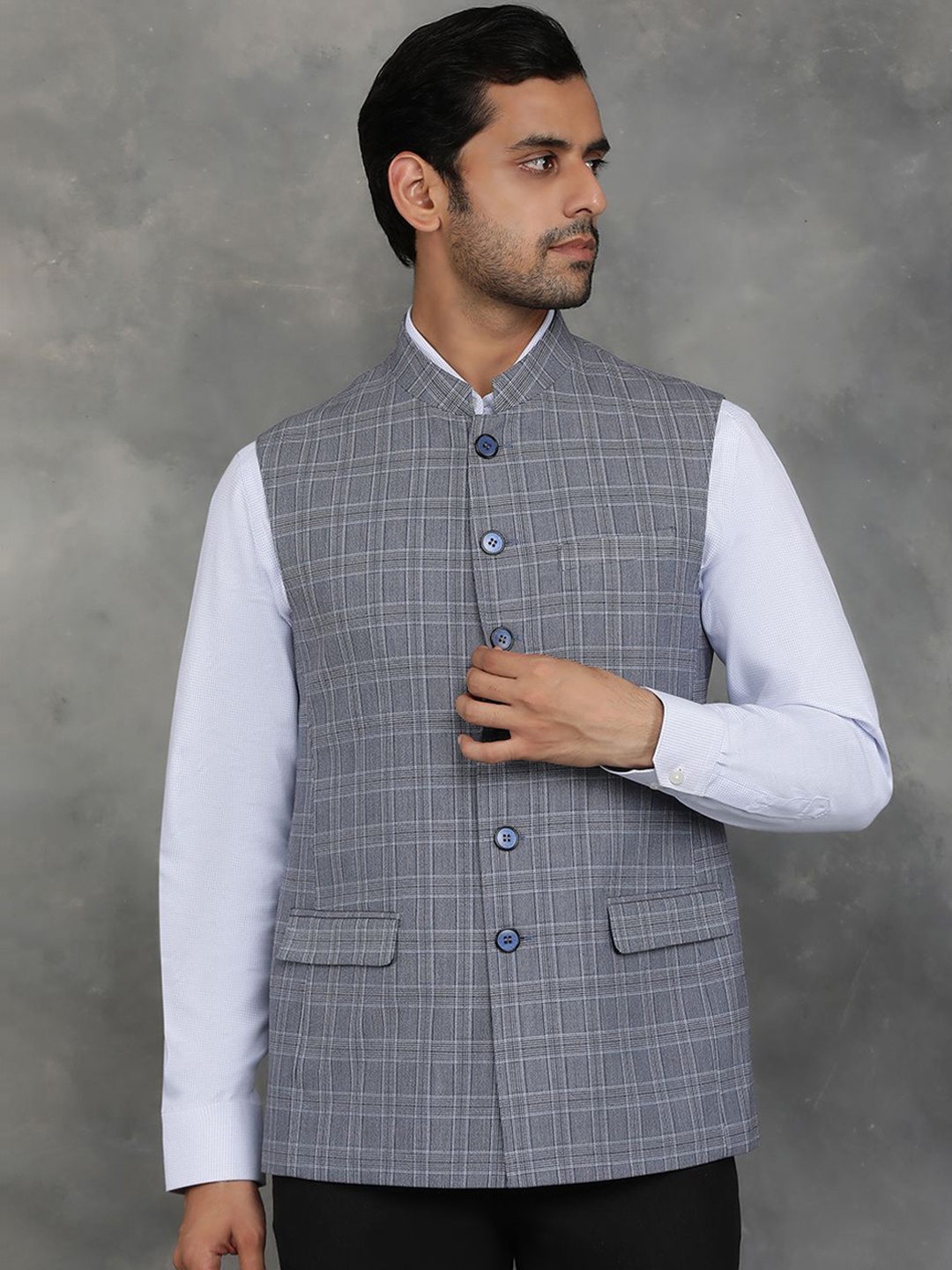 

JADE BLUE Men Checked Tailored Jacket, Grey