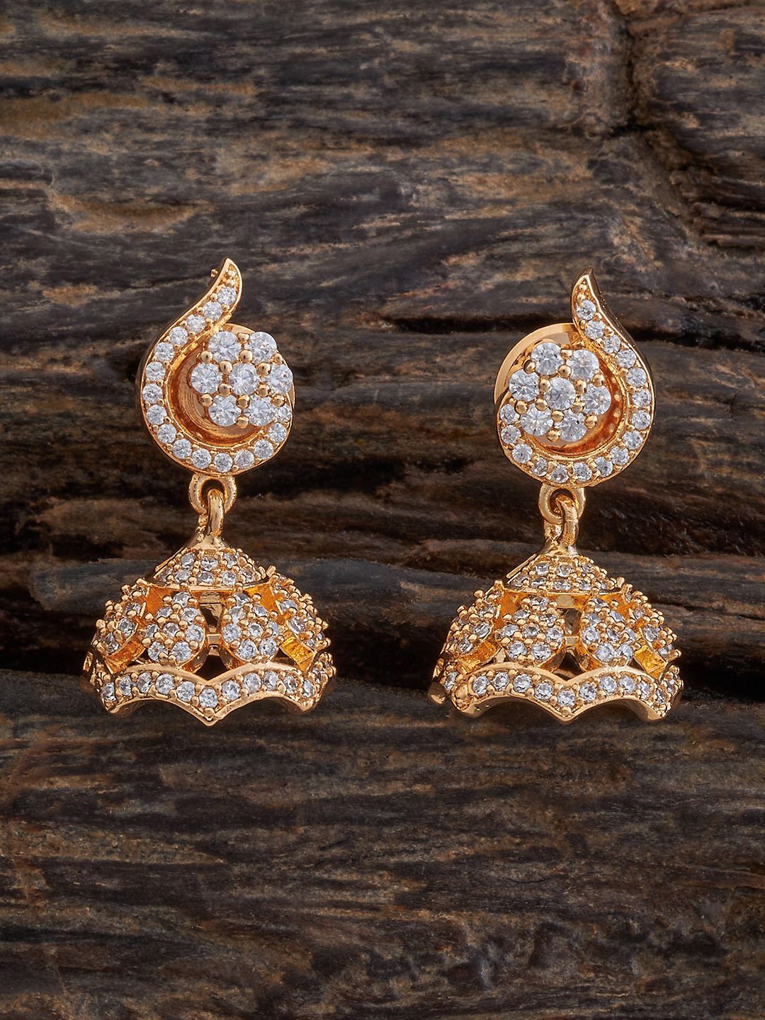 

Kushal's Fashion Jewellery Gold Plated Cubic Zirconia Dome Shaped Jhumkas