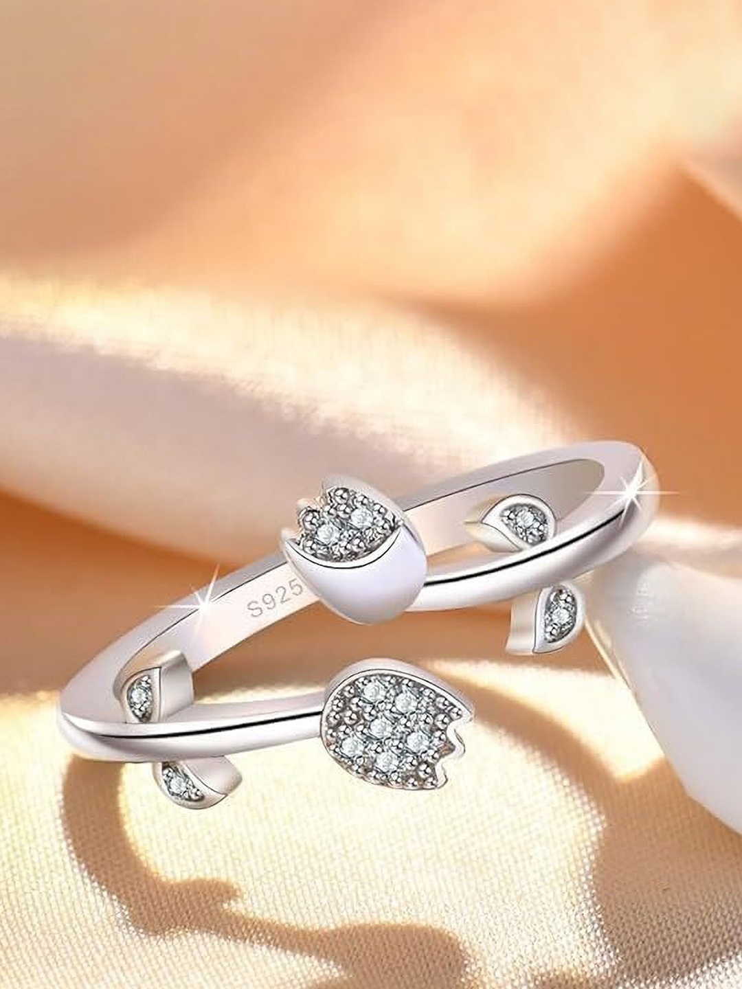

Heer Collection Silver-Plated AD Studded Finger Ring