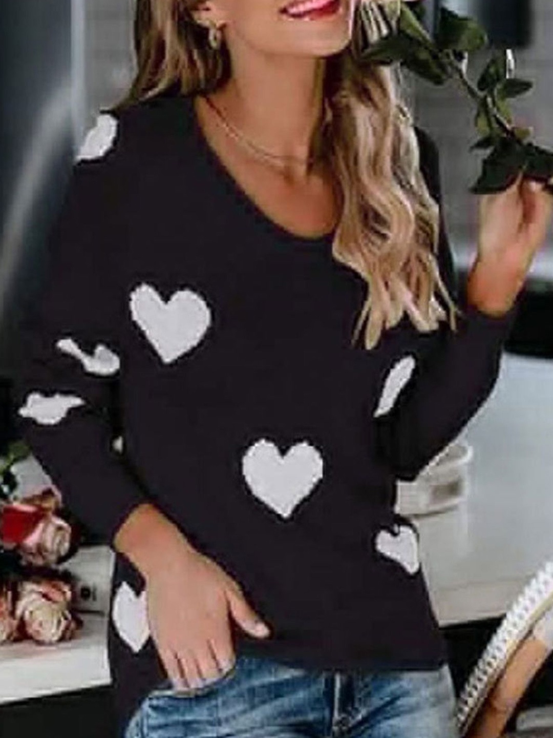 

StyleCast Women Printed Pullover, Black