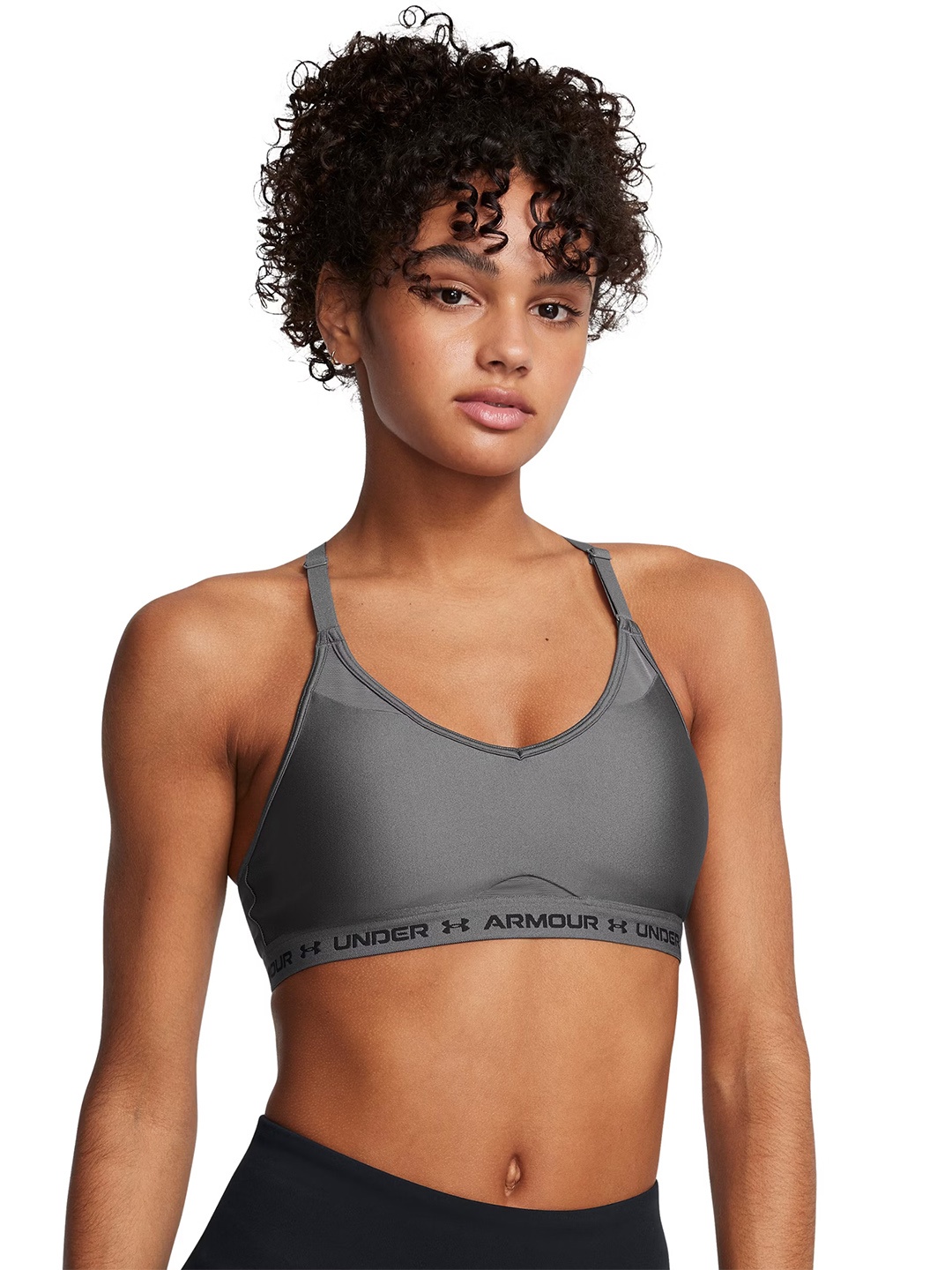 

UNDER ARMOUR Crossback Medium Coverage Lightly Padded Training Bra 1386424-025, Grey