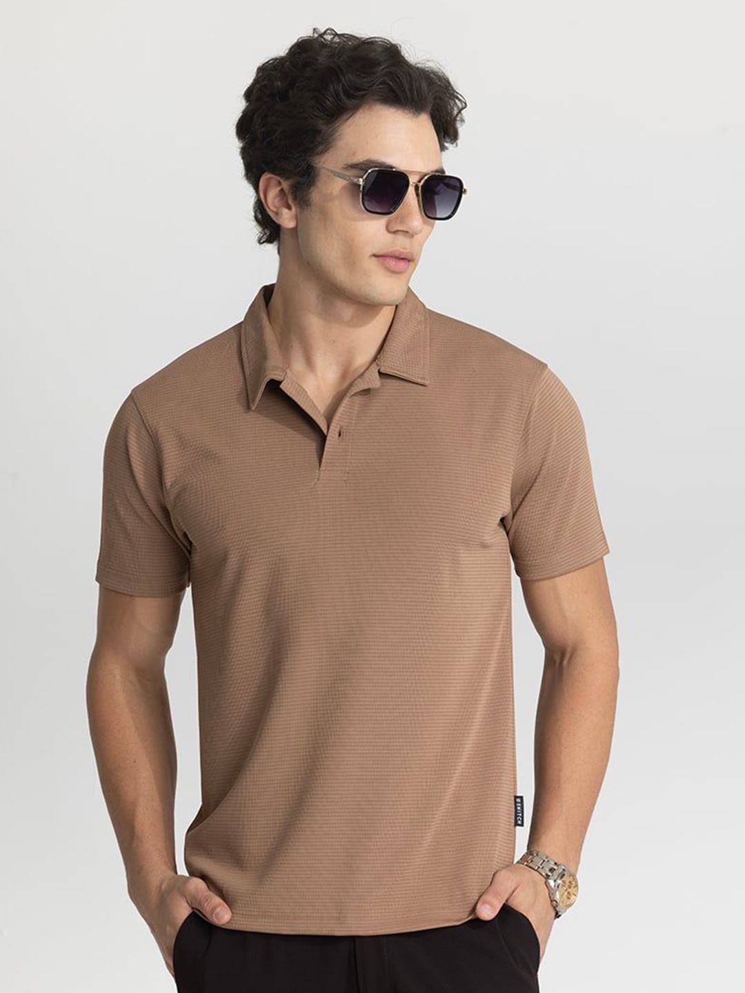 

Snitch Men Polo Collar Slim Fit T-shirt, Brown