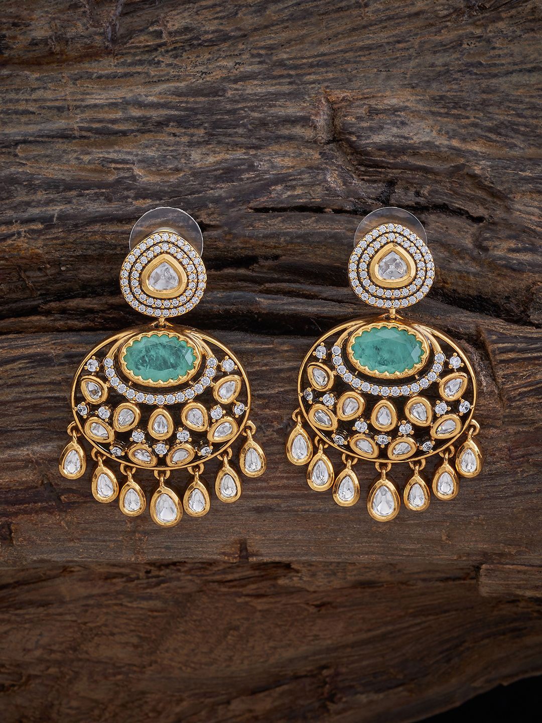 

Kushal's Fashion Jewellery Kundan Studded Drop Earrings, Gold