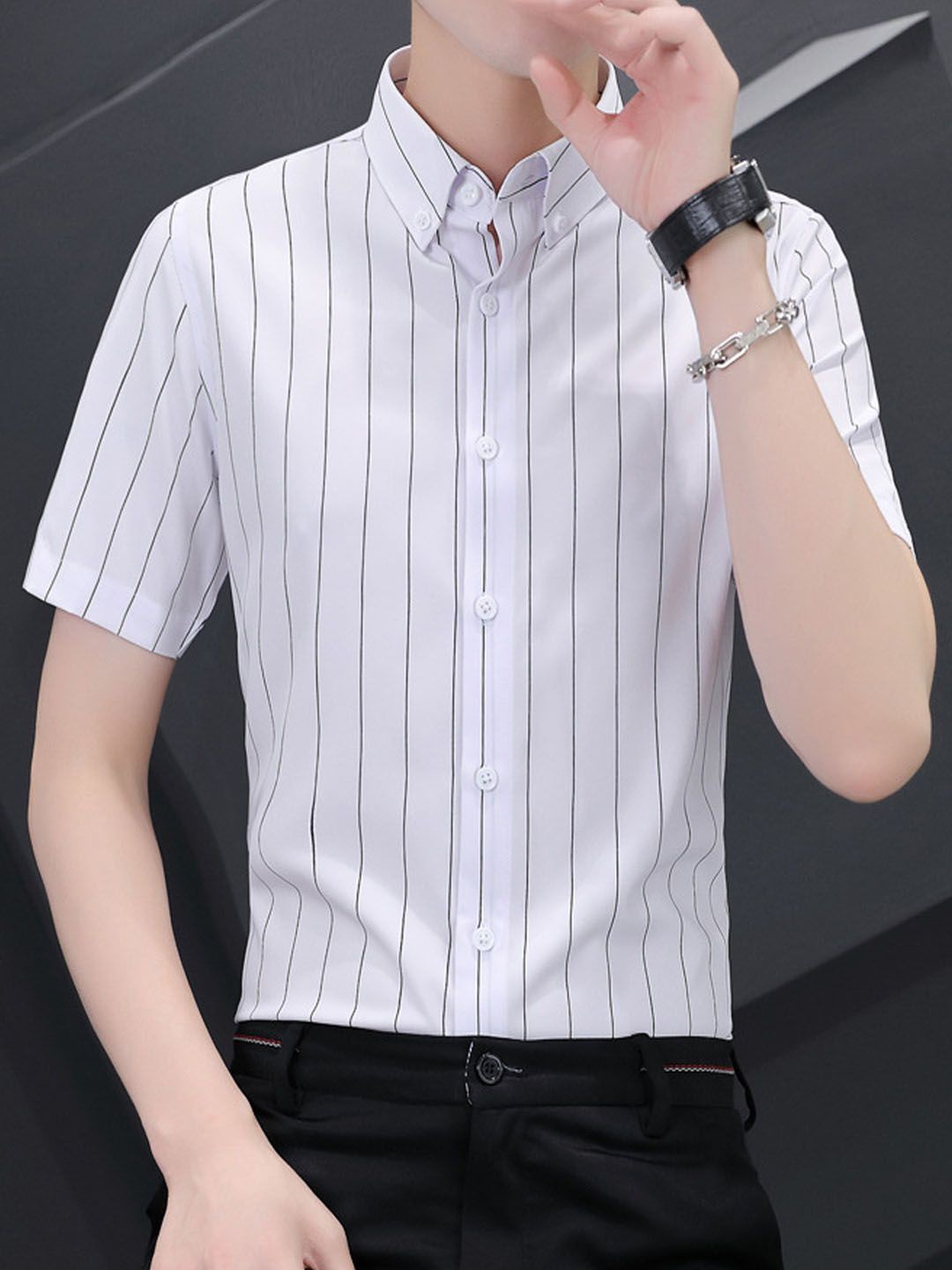 

StyleCast Men Opaque Striped Casual Shirt, White