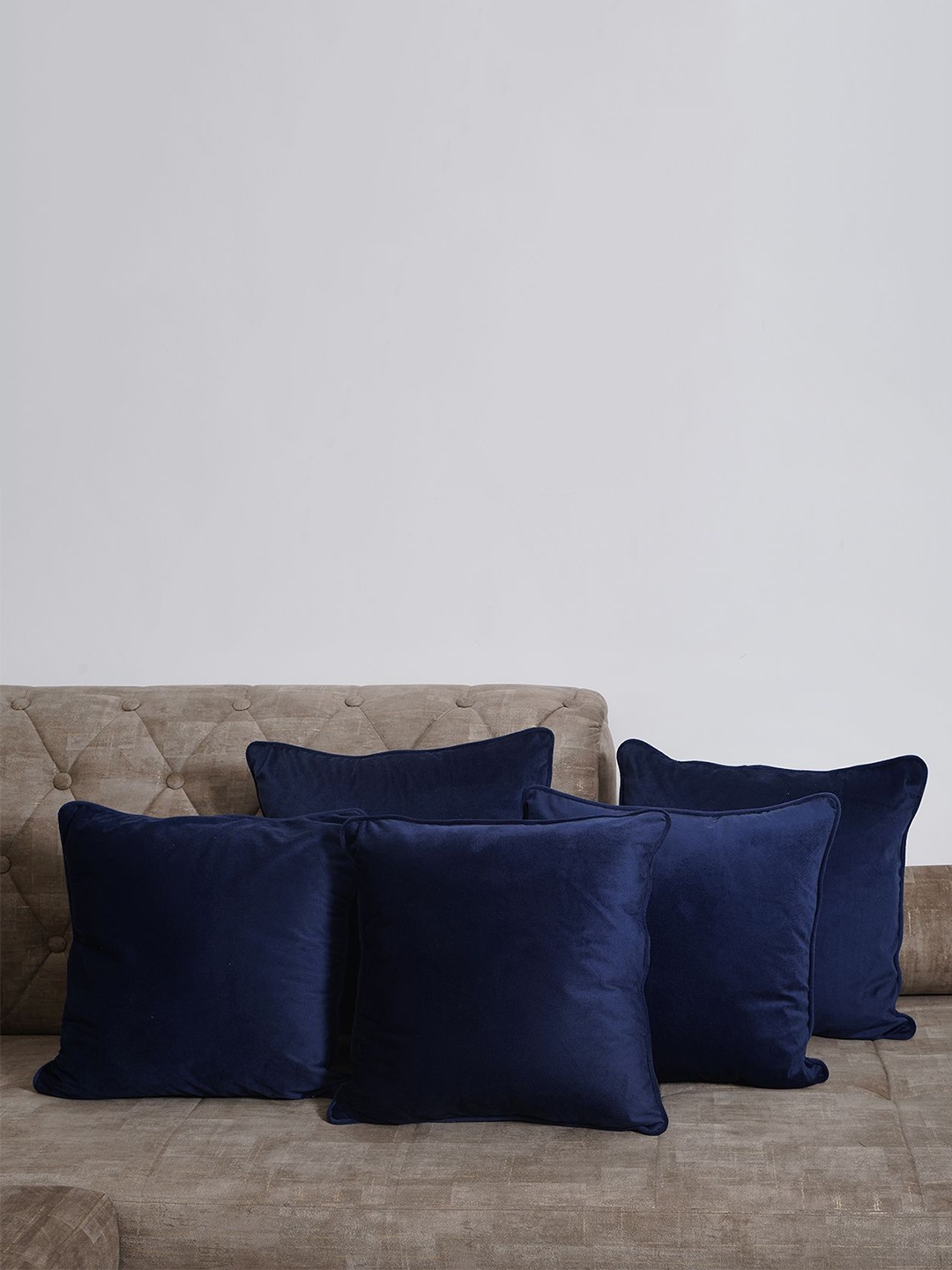 

SANSKRUTIHOMES Blue Set of 5 Velvet Square Cushion Covers