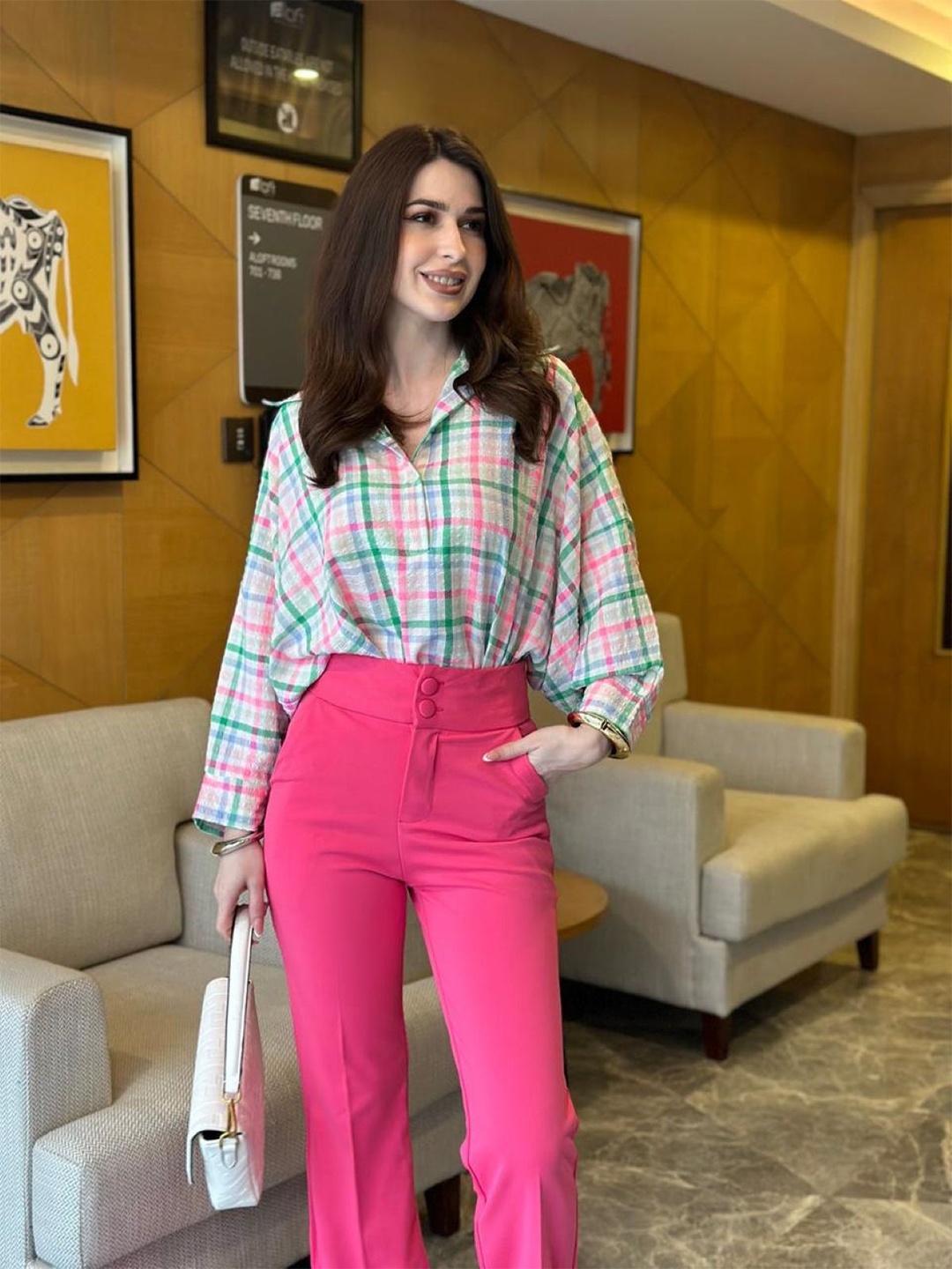 

StyleAsh Women Tartan Checks Opaque Checked Casual Shirt, Pink