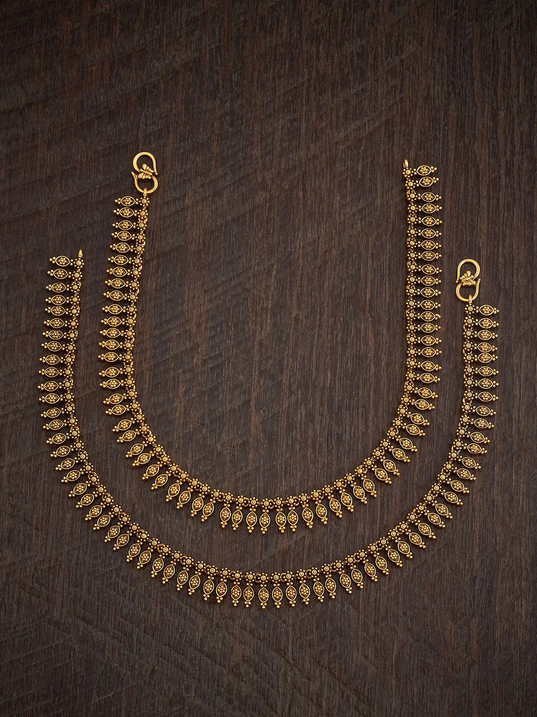 

Kushal's Fashion Jewellery Set Of 2 Gold-Plated Anklets