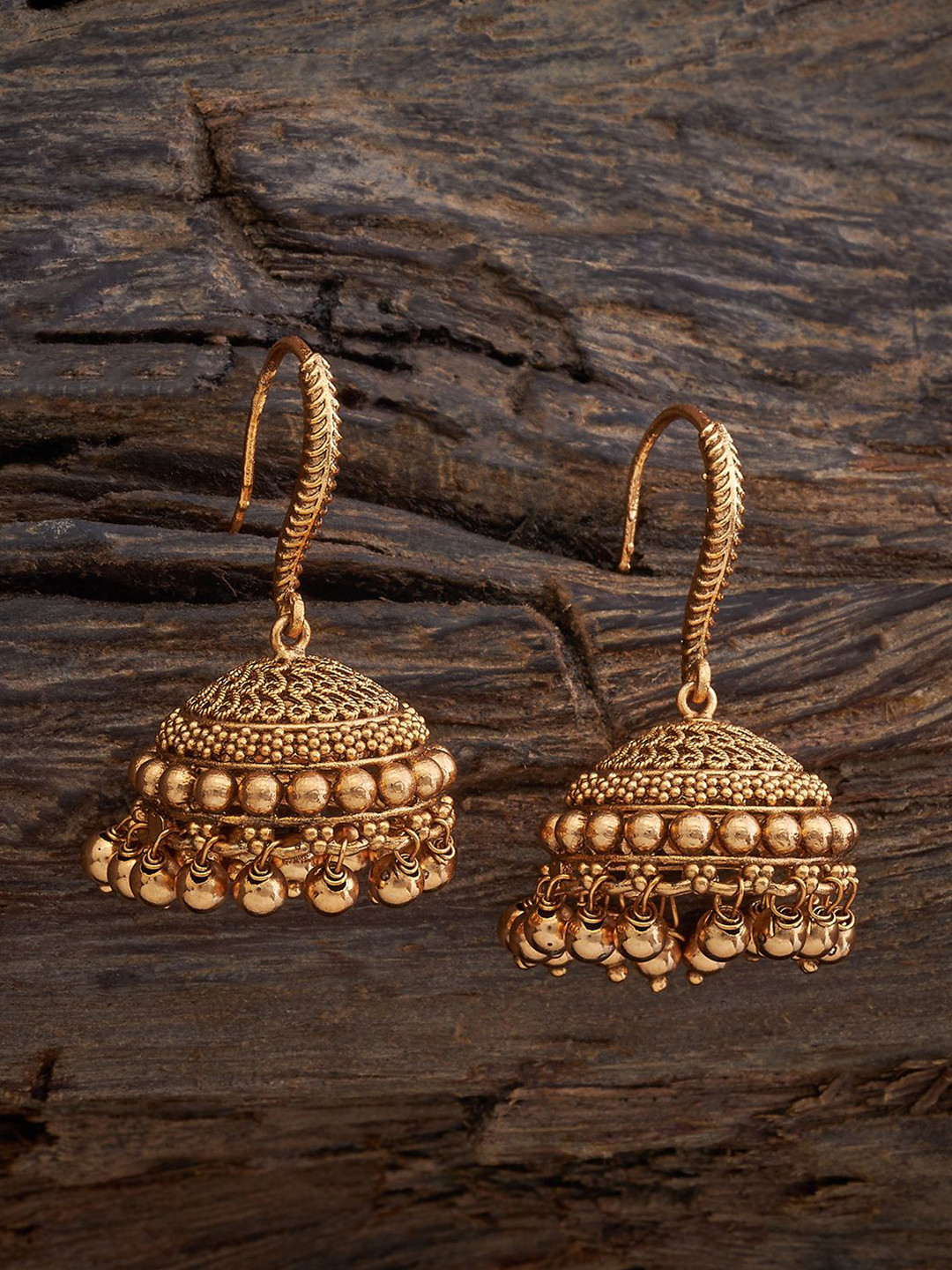 

Kushal's Fashion Jewellery Gold-Plated Dome Shaped Jhumkas