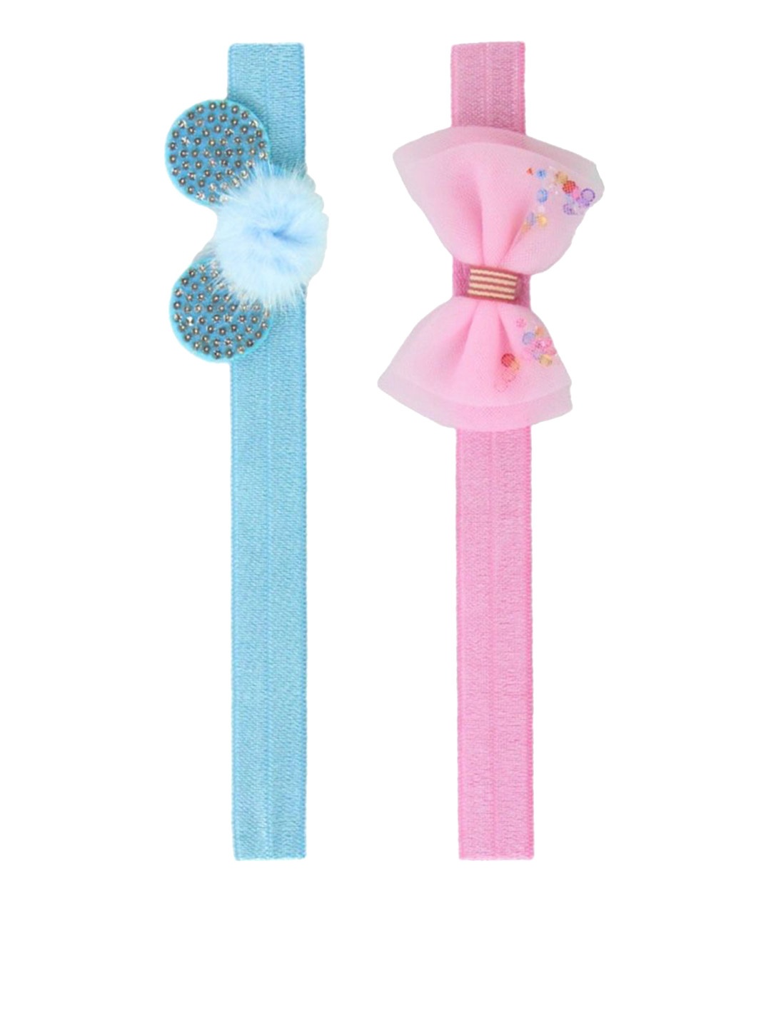 

BAESD Girls Pack of 2 Bandana Cotton Bow & Mouse Design Headband, Blue