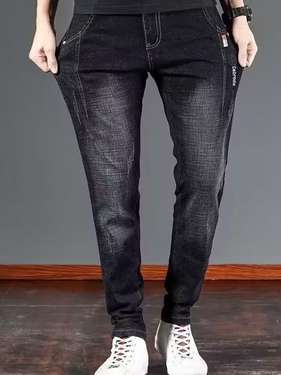 

StyleCast Men Skinny Fit Light Fade Stretchable Jeans, Grey