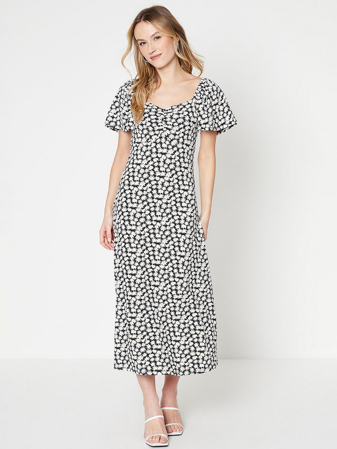 

DOROTHY PERKINS Floral Print A-Line Midi Dress, Black