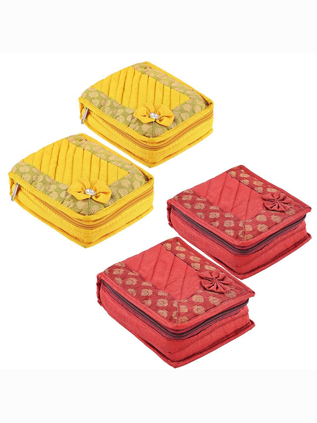 

Kuber Industries Yellow & Maroon 4 Pieces Printed Wardrobe Jewellery Organisers