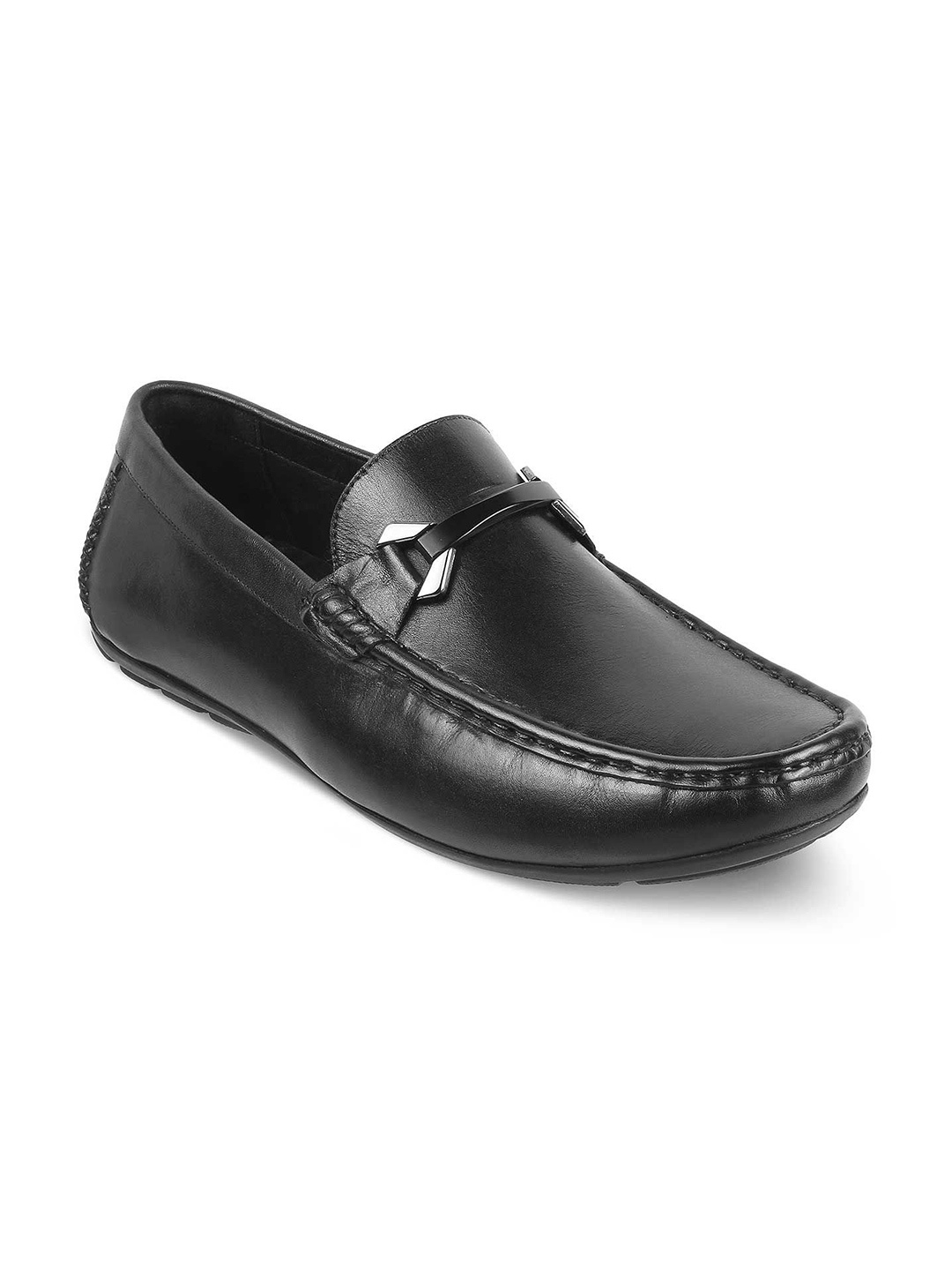 

Tresmode Men Leather Driving Shoes, Black
