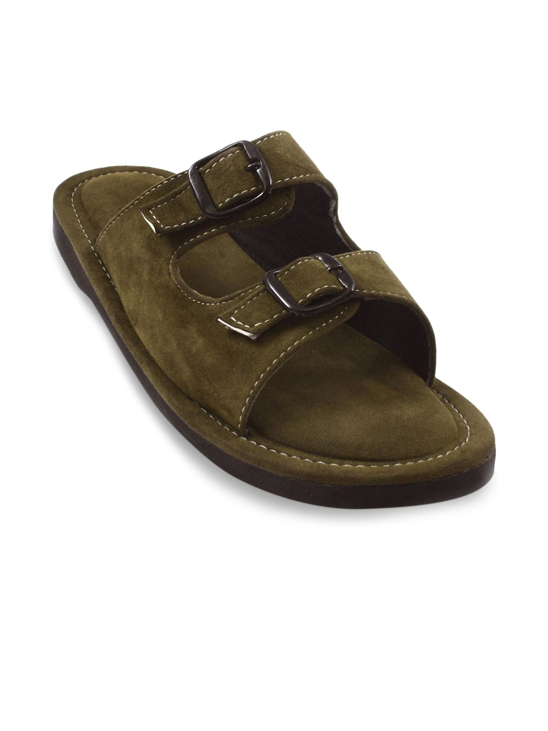 

Apratim Men Slip-On Mules with Buckles Flats, Green