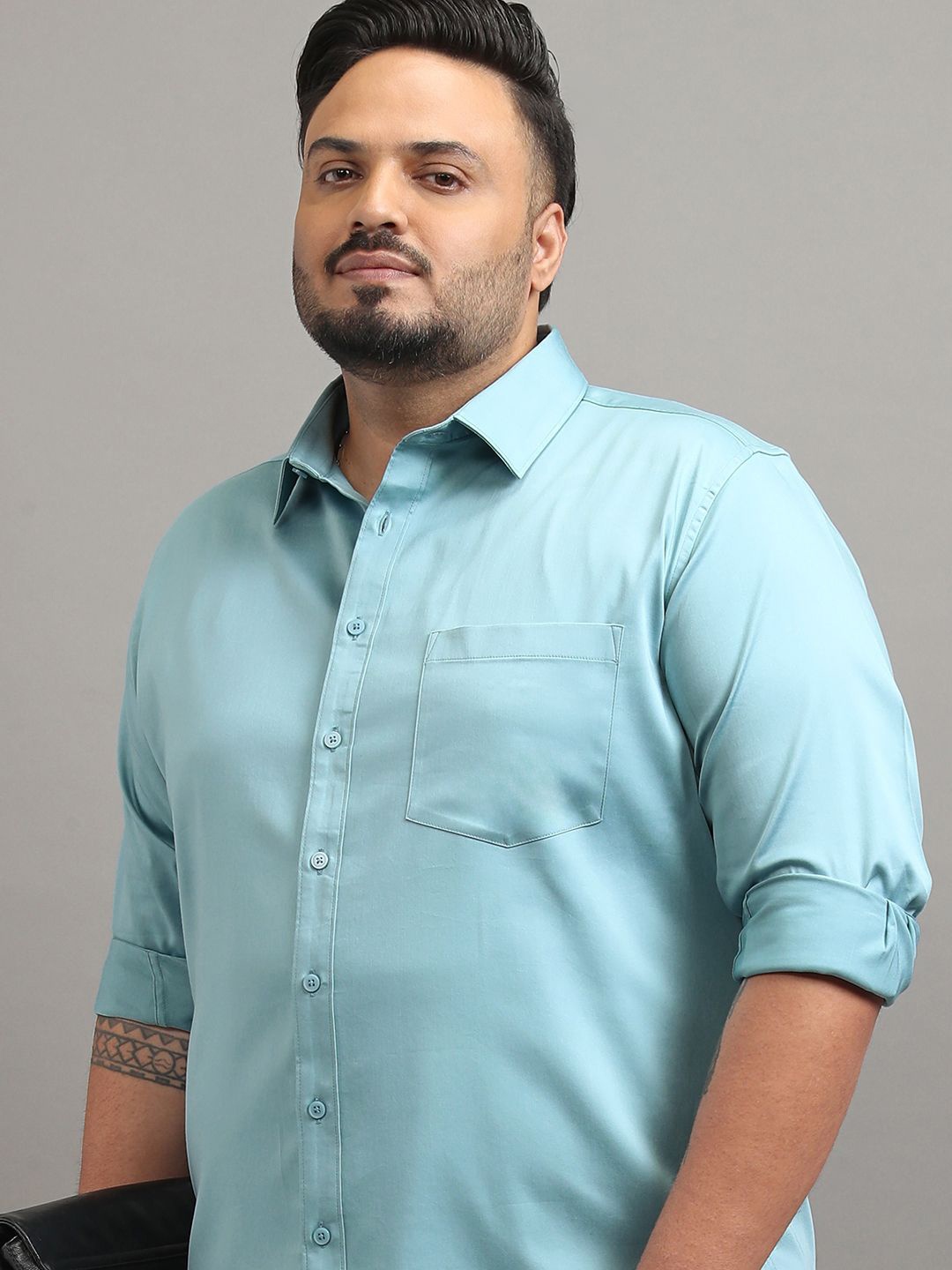 

Highlander Men Plus Size Regular Fit Satin Shirt, Blue