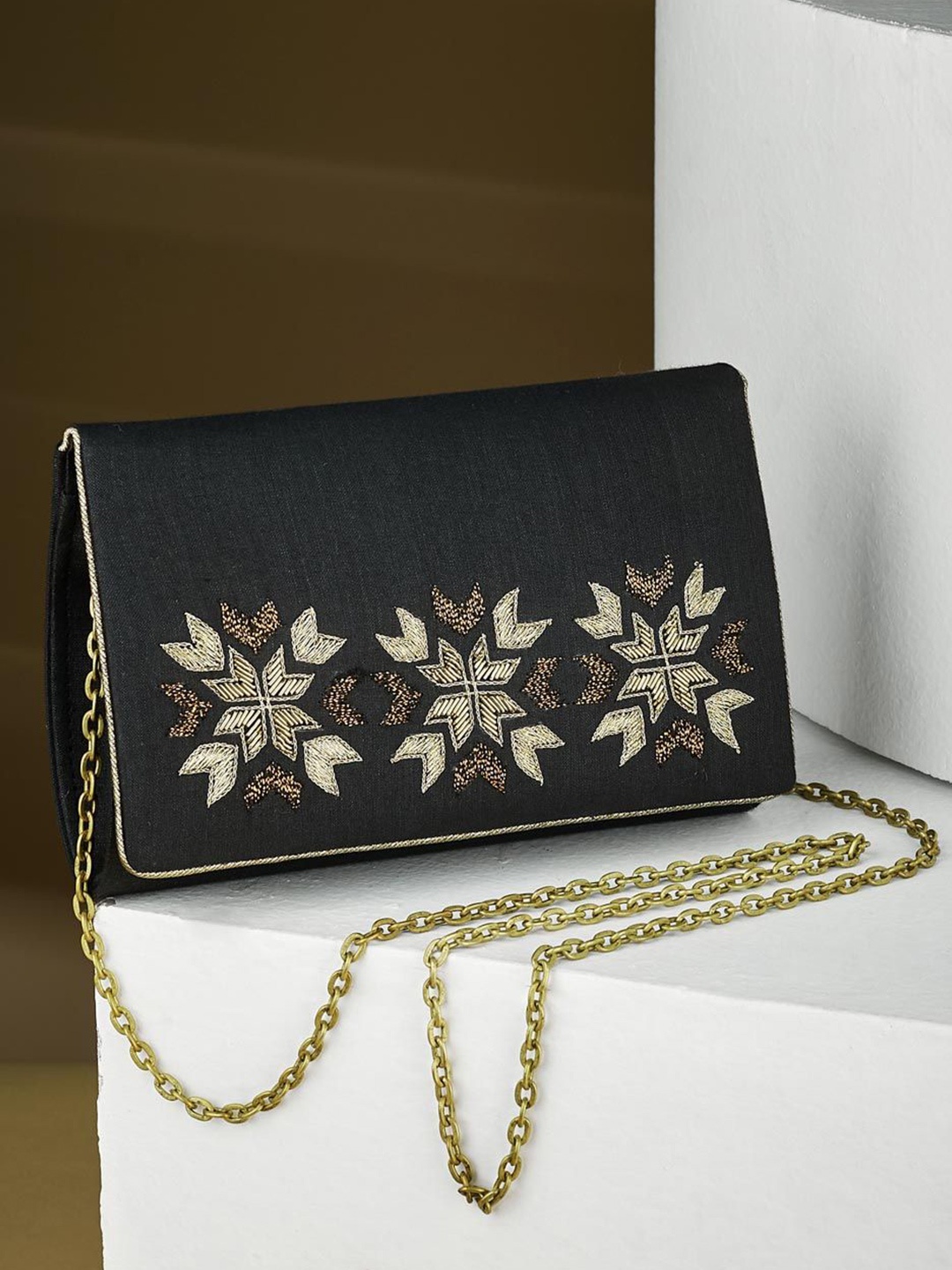 

Fabindia Embroidered Purse Clutch, Black