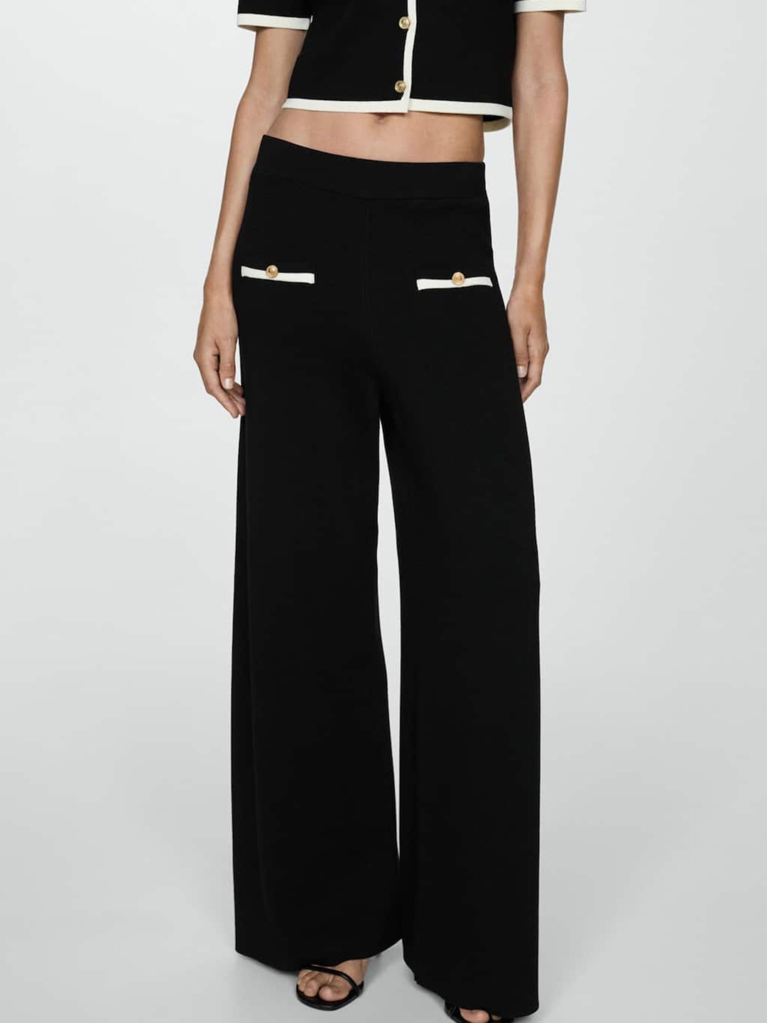 

MANGO Women Knitted Trousers, Black