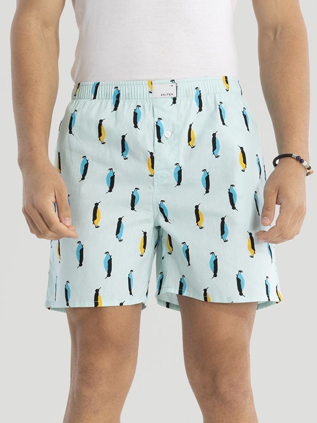 

Snitch Men Printed Cotton Boxers 4MSBX9259-01-S, Blue