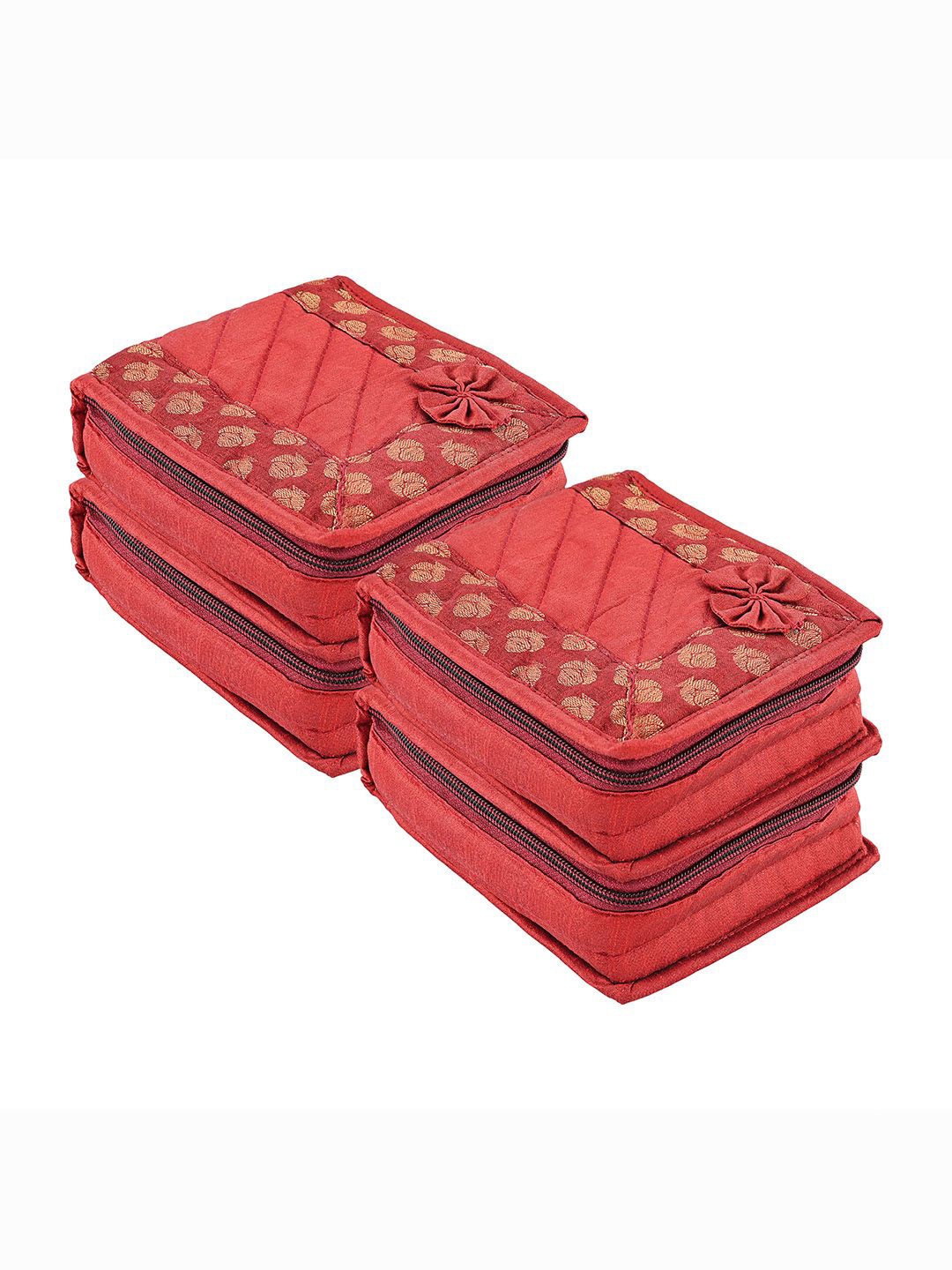 

Kuber Industries Maroon 4 Pieces Floral Printed Jewellery Organiser