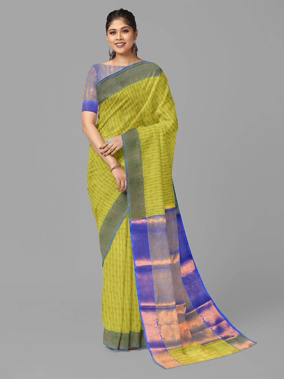 

The Chennai Silks Woven Design Ethnic Motifs Zari Saree, Yellow