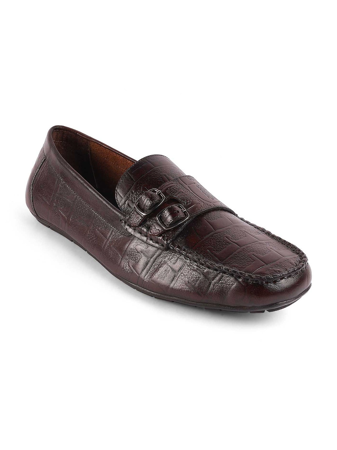 

Tresmode Men Leather Slip-On Loafers, Brown
