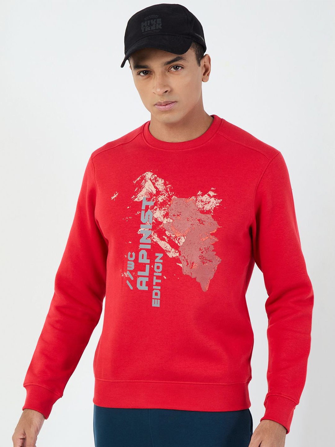 

Wildcraft Men Typography Printed Round Neck Cotton Pullover Sweatshirt, Red