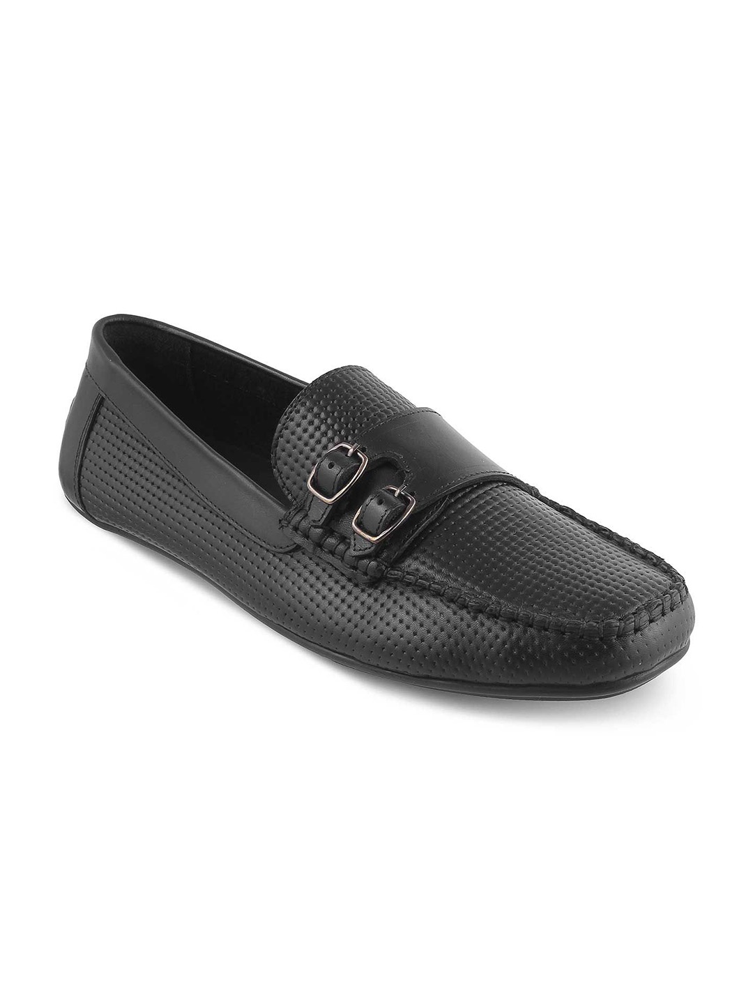 

Tresmode Men Leather Slip-On Loafers, Black