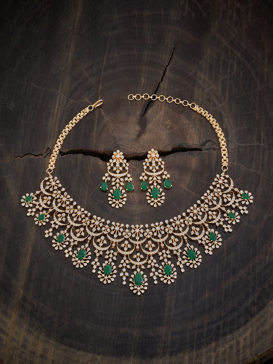 

Kushal's Fashion Jewellery Gold-Plated Cubic Zirconia Studded Jewellery Set